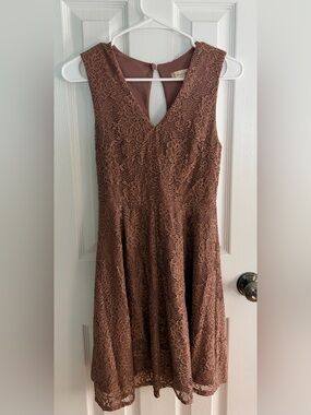 Altar'd State Dusty Rose/Mauve Lace Fit & Flare Mini Dress Size S